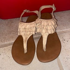 Ruffled tan sandals